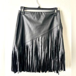 NWT-Fringe Leather Skirt